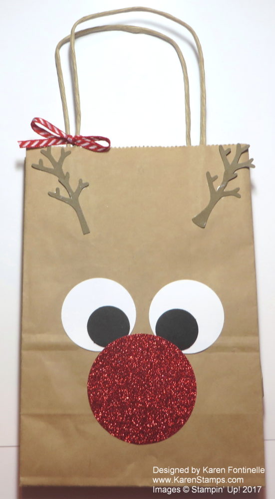 Make a Quick and Easy Rudolph the Reindeer Gift Bag with a few punches ...