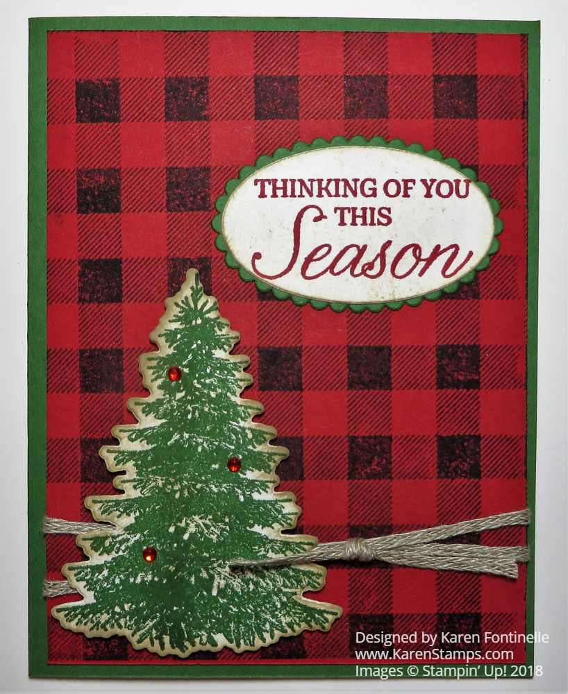 Winter Woods Red Plaid Christmas Card | Stamping With Karen