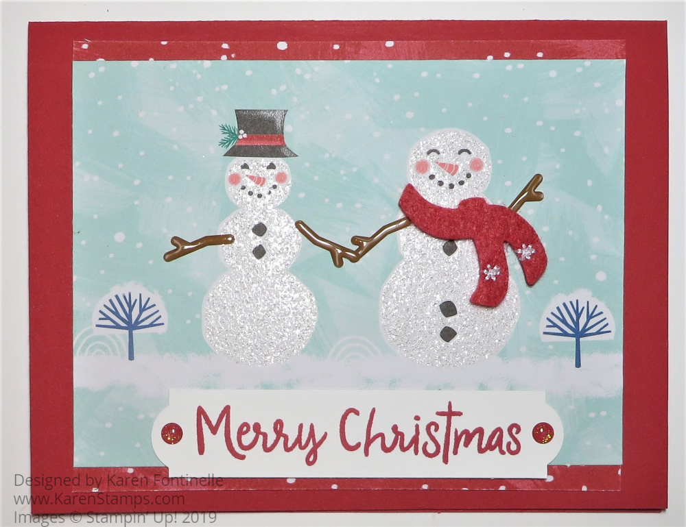 Let It Snow Snowman Christmas Card | Stamping With Karen