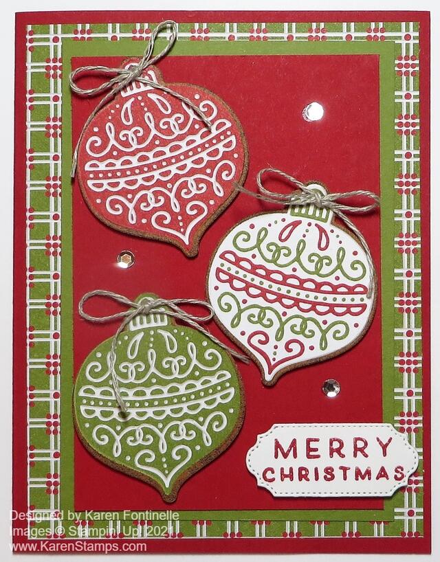 Gingerbread & Peppermint Christmas Ornament Card