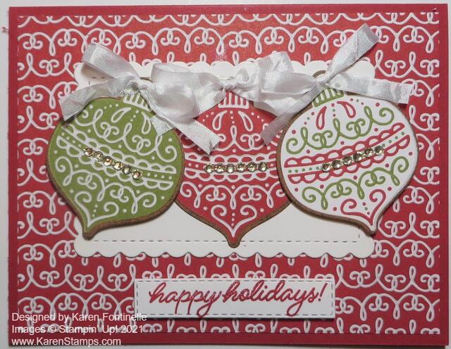 Gingerbread & Peppermint Ornament Trio Card