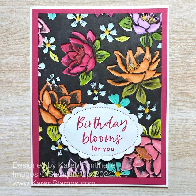 Layered Florals Blackout Technique Birthday Card