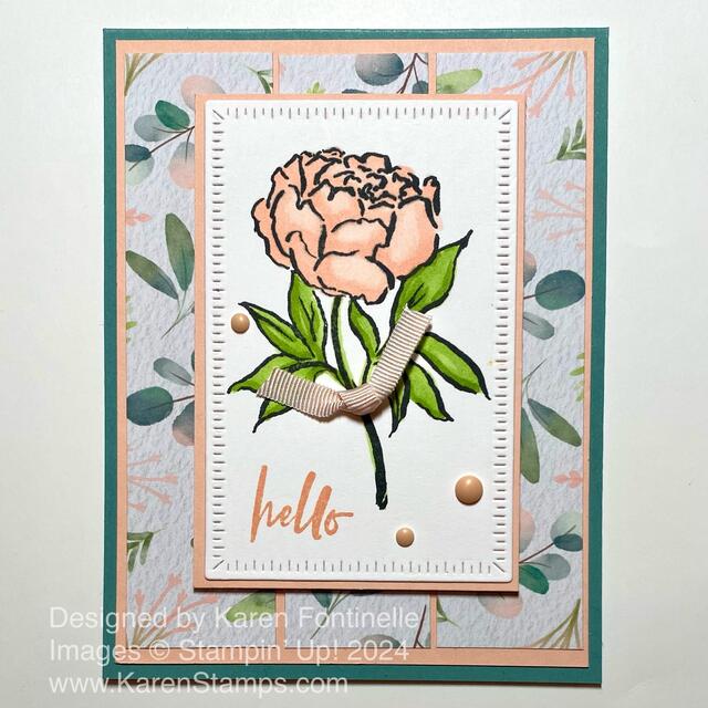 Poised Peony Hello Card