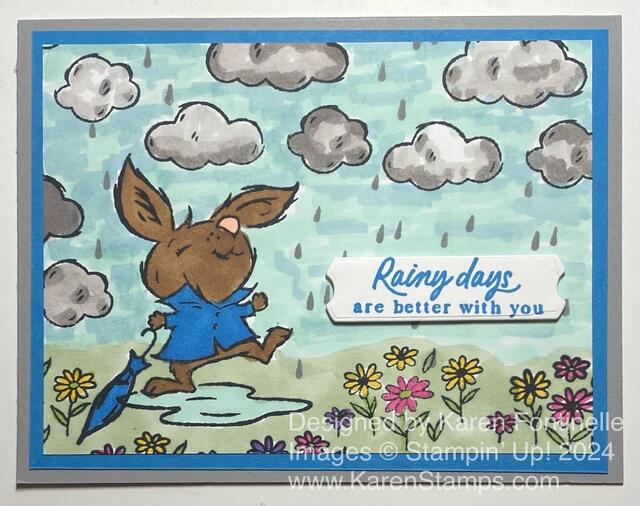 Playing In the Rain Rainy Day Card