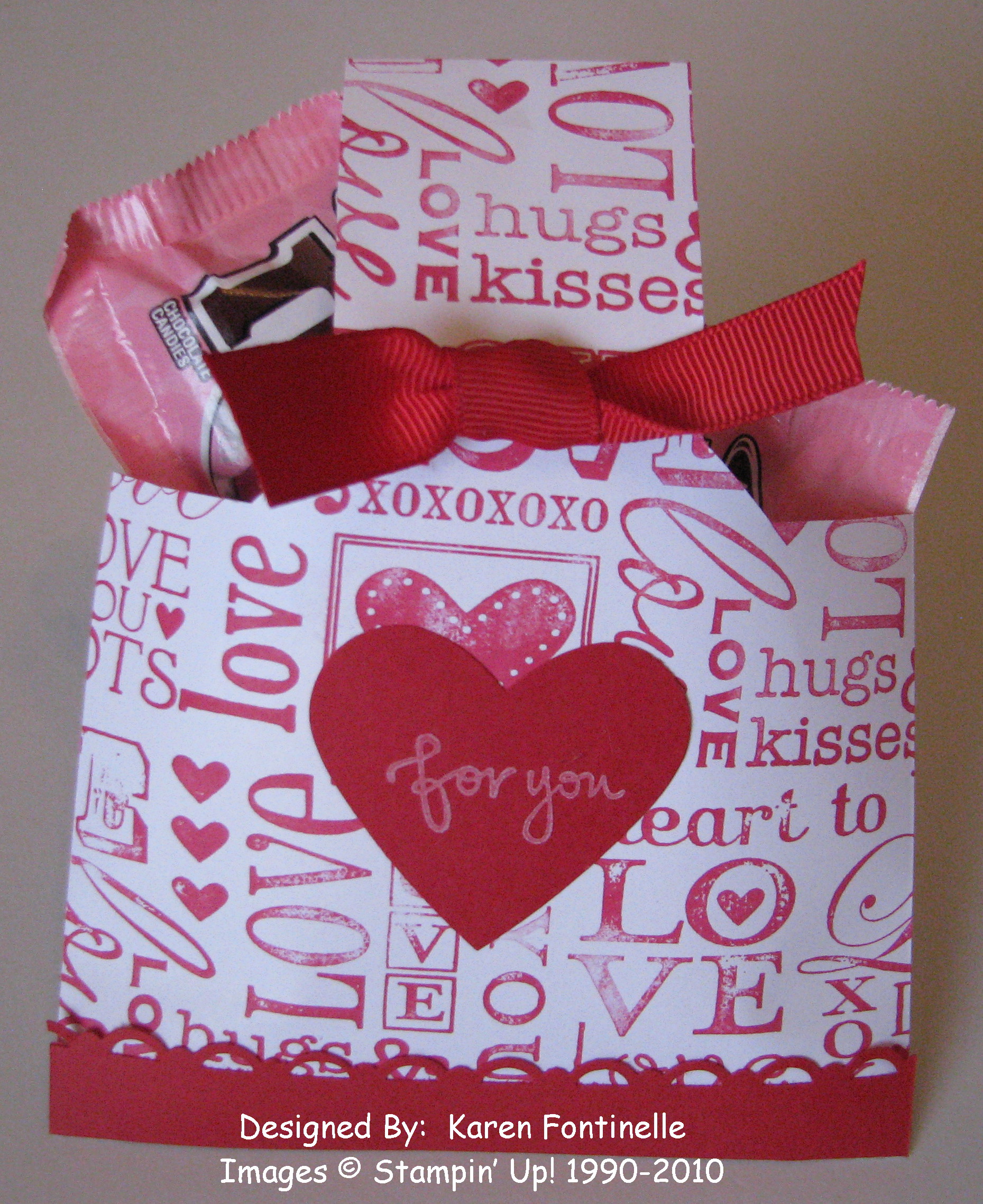 Easy Valentine Candy Treat Bag Stamping With Karen